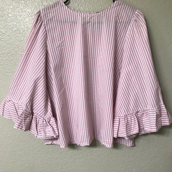 Kenar Tops - Kenar Pink Striped Blouse